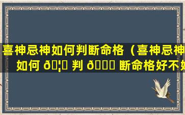 喜神忌神如何判断命格（喜神忌神如何 🦉 判 🐒 断命格好不好）